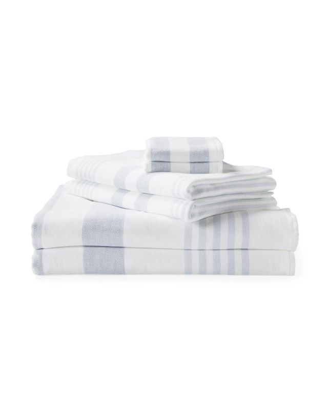 Serena and lily blue and white stripe bath towels