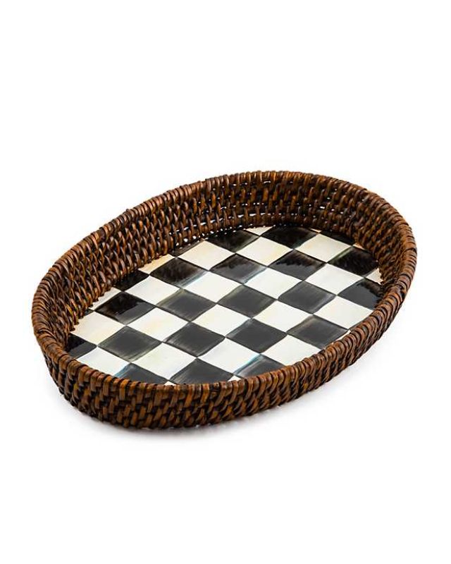 Check Rattan &Amp; Enamel Tray Check rattan & enamel tray