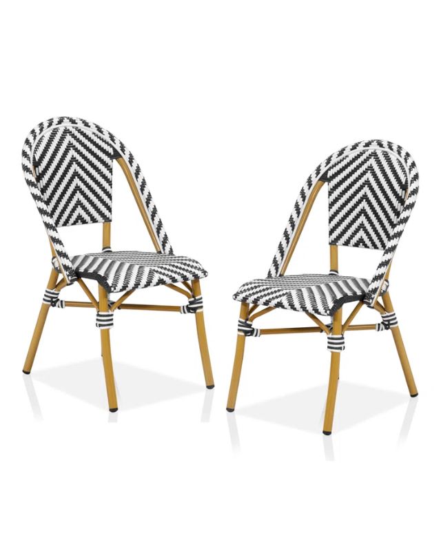 Wicker outdoor dining side chair set