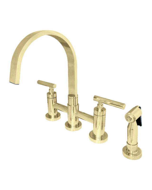 Brass double handle kitchen faucet