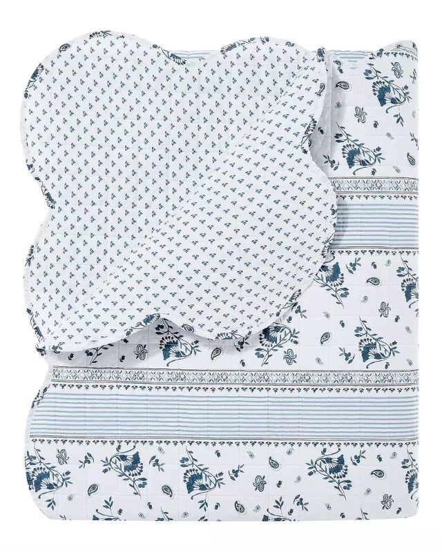 Draper james blue floral quilt set