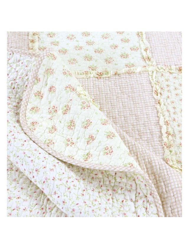 Floral pastel patchwork quilt