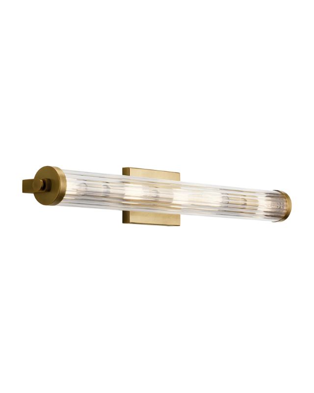 Fluted Glass And Brass Vanity Light Fluted glass and brass vanity light