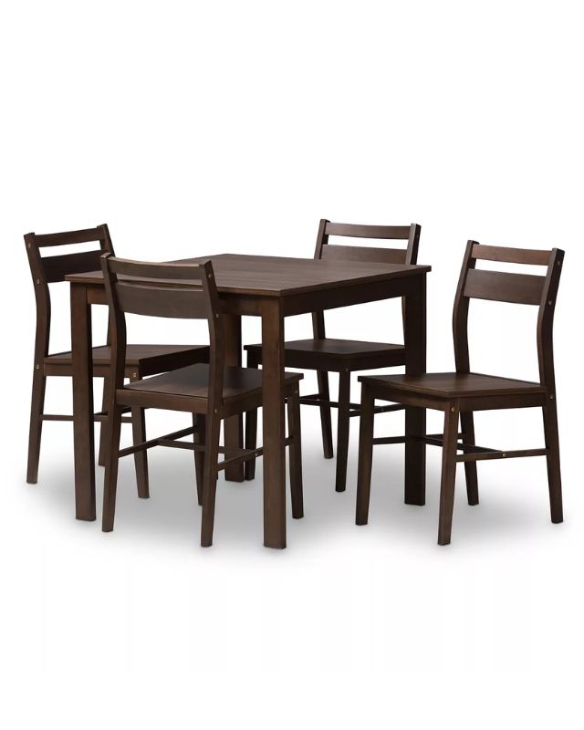 5 piece lovy modern walnut finished dining set