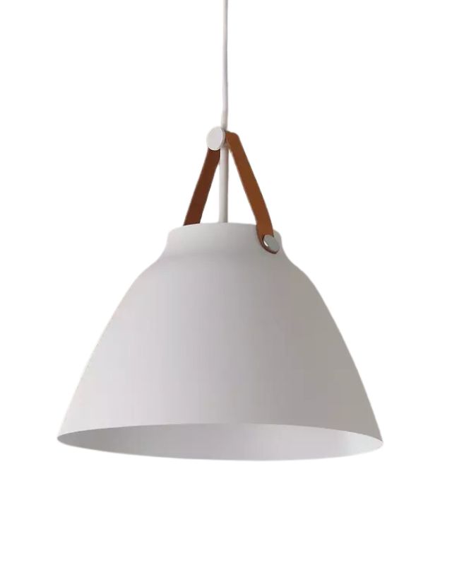 White and tan leather carillon pendant