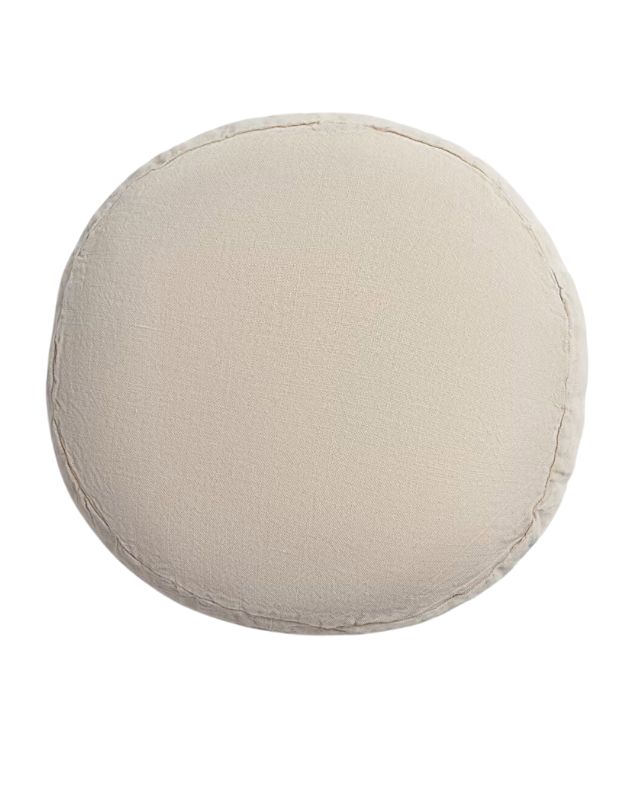 Beige linen round pillow cover