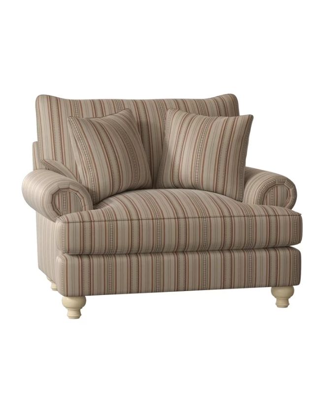 Burgundy and beige stripe chair emma roberts home living room get the look