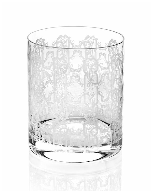 Roberto cavalli monogram allover platin 2 glasses set