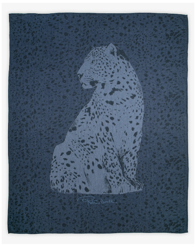 Roberto cavalli printed jacquard plaid big cat