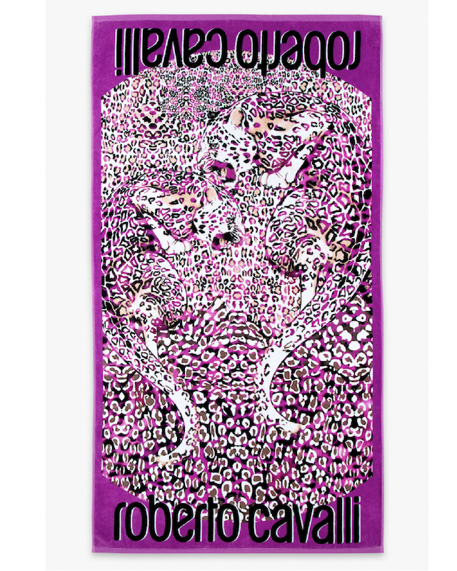 Roberto cavalli leo camouflage print beach towel