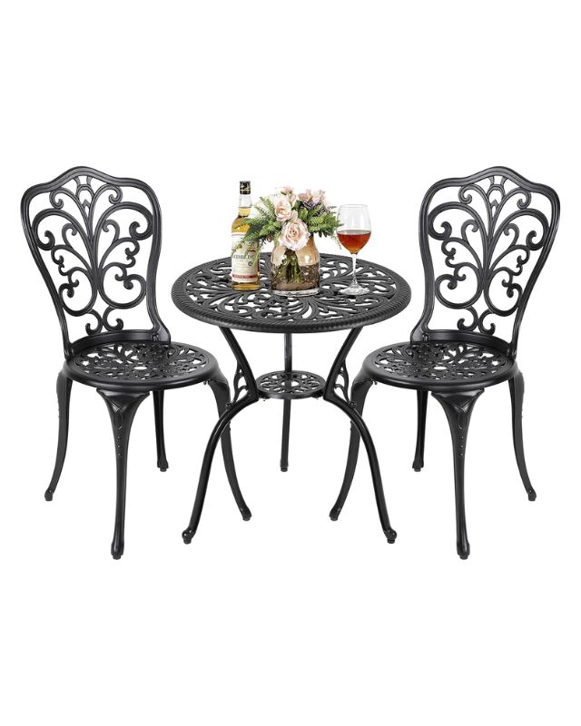 Black 3 piece bistro table set emma roberts home