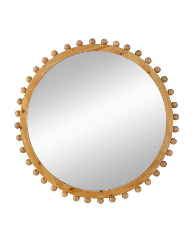 Brown wood round mirror emma roberts home bathroom recreate the look