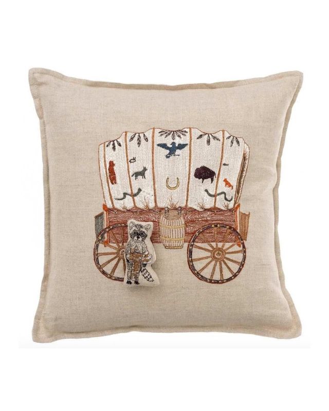 Raccoon saddle maker wagon pocket pillow emma roberts home