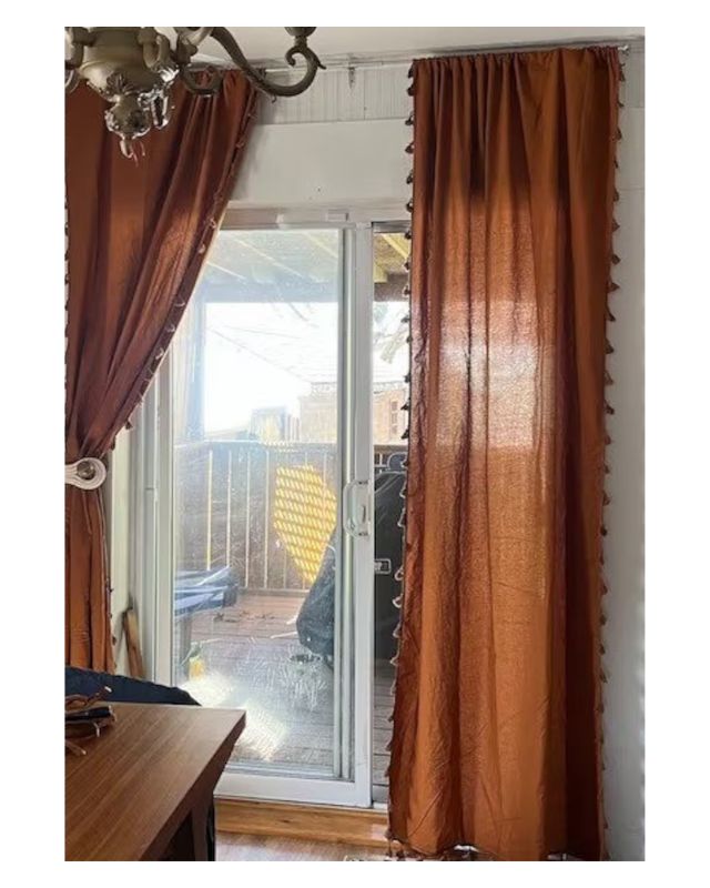 Terracotta curtains with tassels emma roberts home bathroom recreate the look