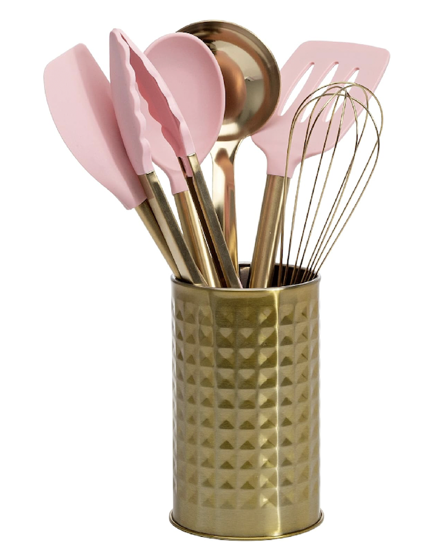 Paris hilton kitchen set tool crock with silicone cooking utensils