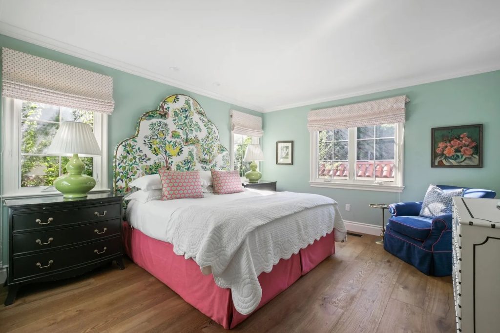 Emma stone spanish style house primary bedroom recreate the look