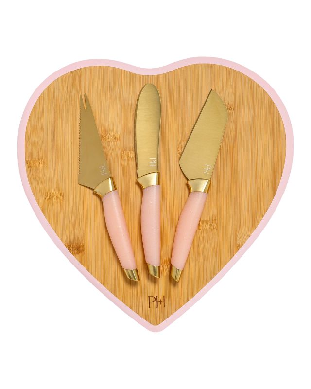 Paris hilton pink heart-shaped cheese board set
