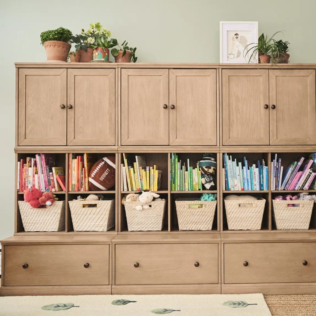Jason and kylie kelce kids playroom storage cabinet