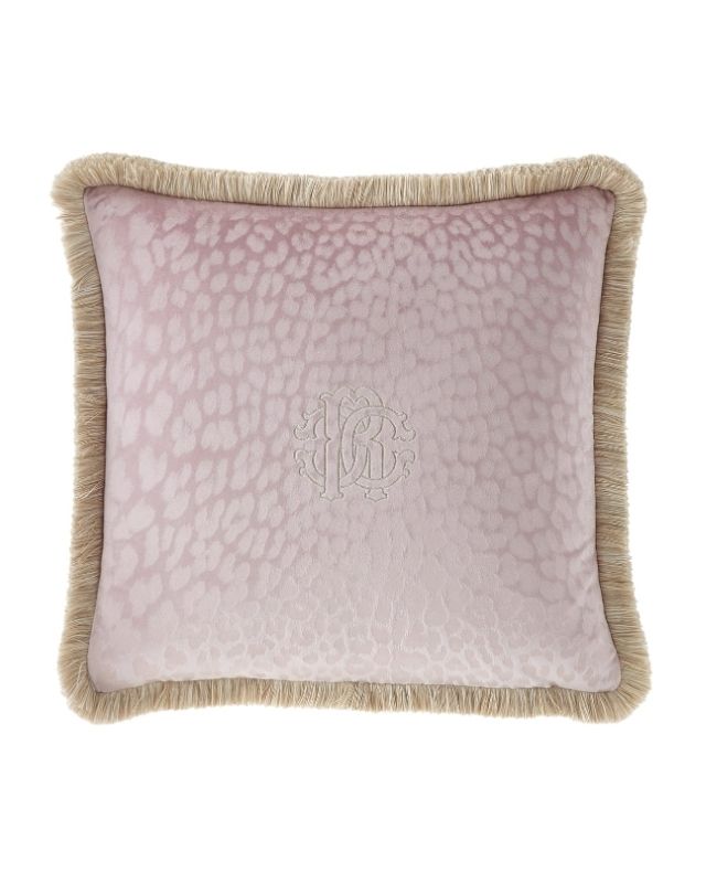 Roberto cavalli home monogram velvet throw pillow