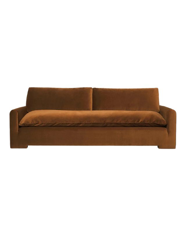 Cognac velvet rupert sofa emma roberts home family room recreate the look