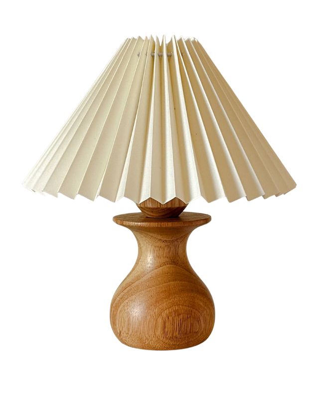 Small wooden pleated table lamp emma roberts home family room recreate the look